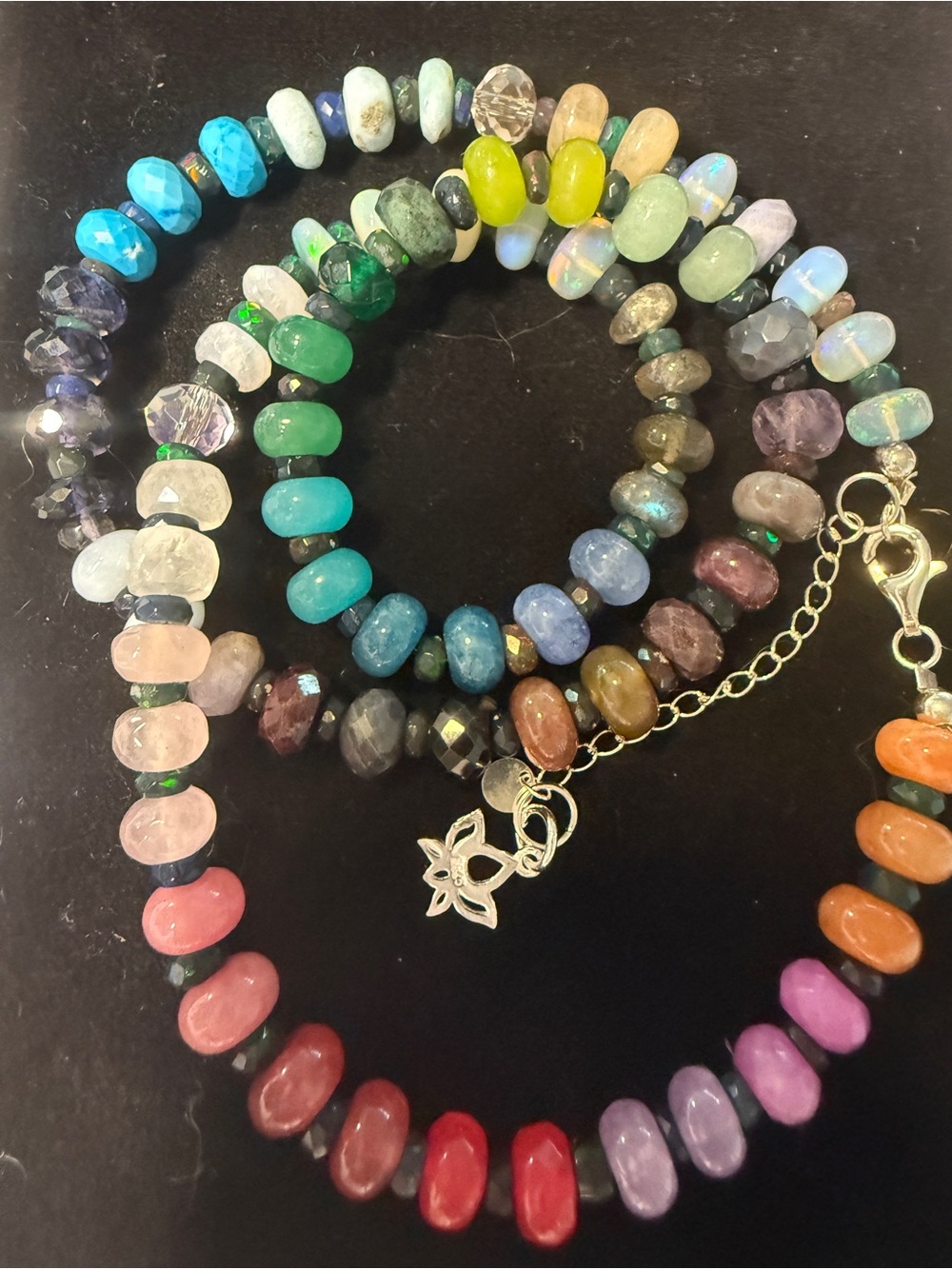 Handmade Multicolor Gemstone Bead Necklace - Vibrant Rainbow Stones